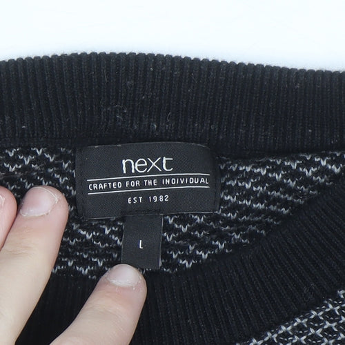 Next Men's Black Knit Pullover Sweatshirt Size L Crew Neck