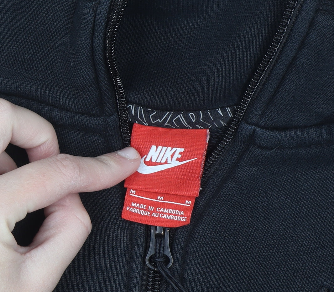 Nike Men's Black Full Zip Hoodie Size M Cotton Sportswear