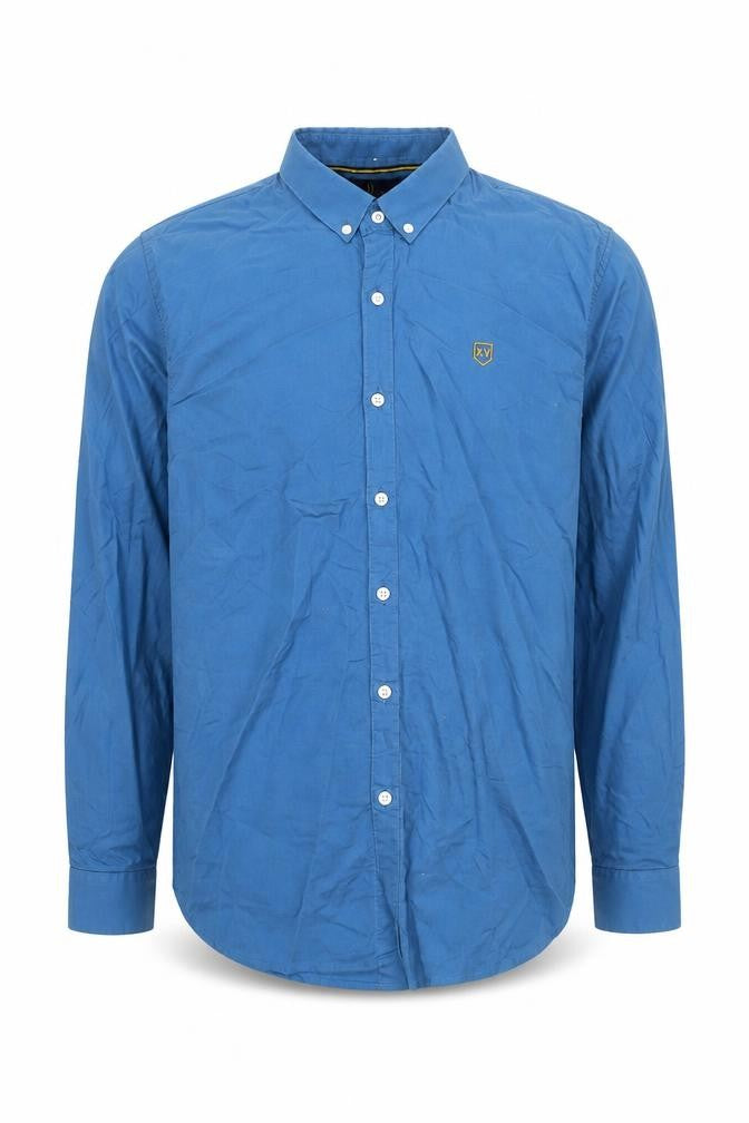 Front view of XV Kings Tommy Bowe Men's Blue Cotton Button-Up Shirt L