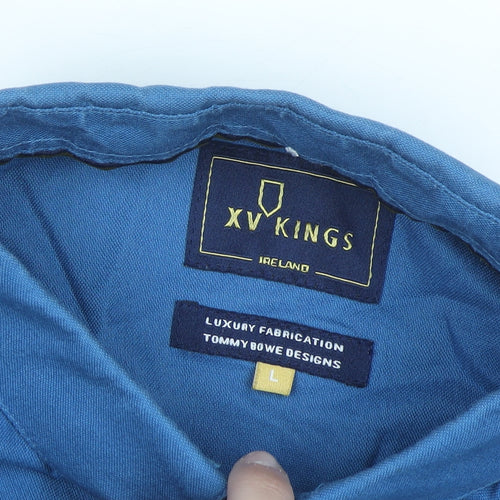 XV Kings Tommy Bowe Men's Blue Cotton Button-Up Shirt L