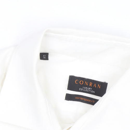 Conran Luxury Collection Men's White 16 Collar Contemporary Fit Shirt