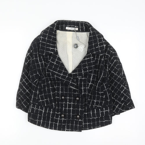 Jesire Women's Black Check Wool Blend Cropped Blazer Size 8