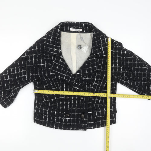 Jesire Women's Black Check Wool Blend Cropped Blazer Size 8