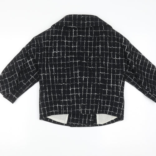 Jesire Women's Black Check Wool Blend Cropped Blazer Size 8