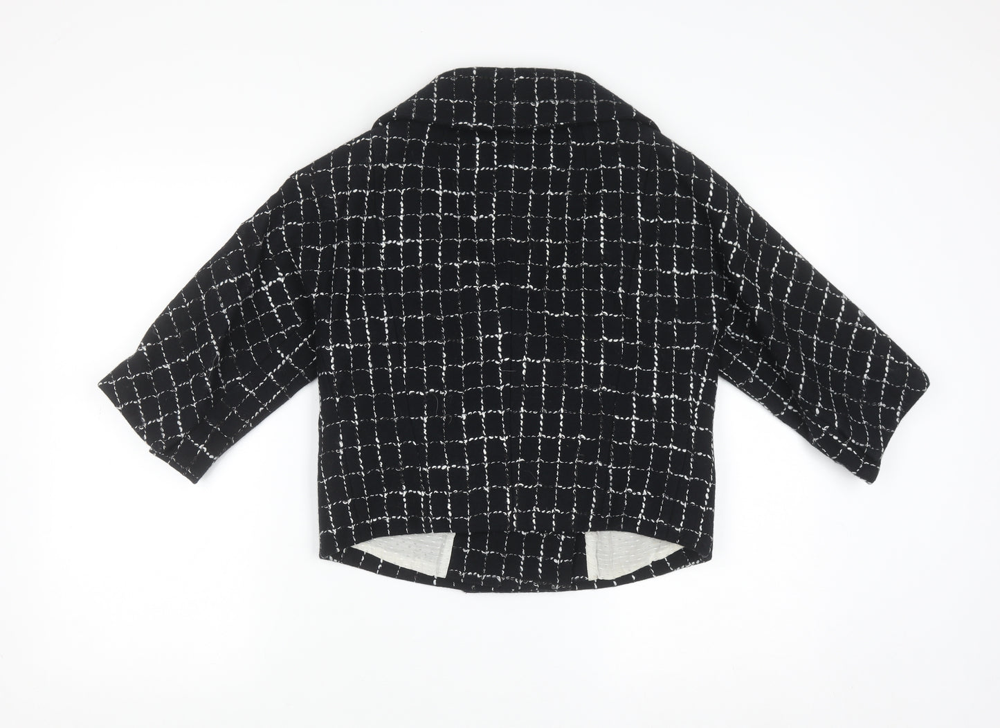 Jesire Women's Black Check Wool Blend Cropped Blazer Size 8