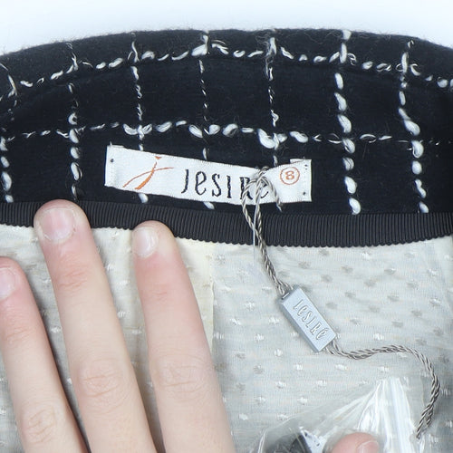 Jesire Women's Black Check Wool Blend Cropped Blazer Size 8