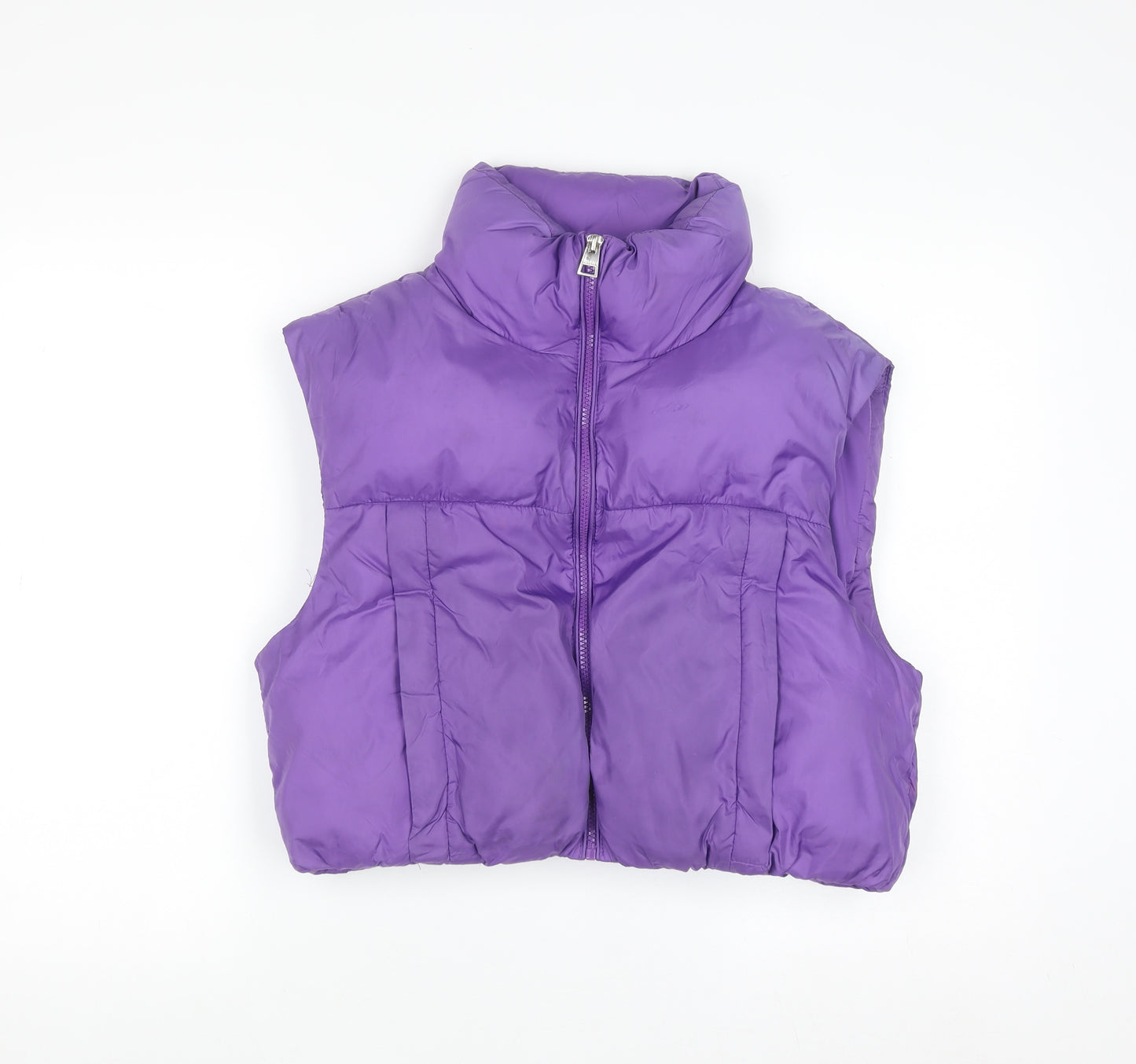 Bershka Womens Purple Cropped Puffer Waistcoat Size 12