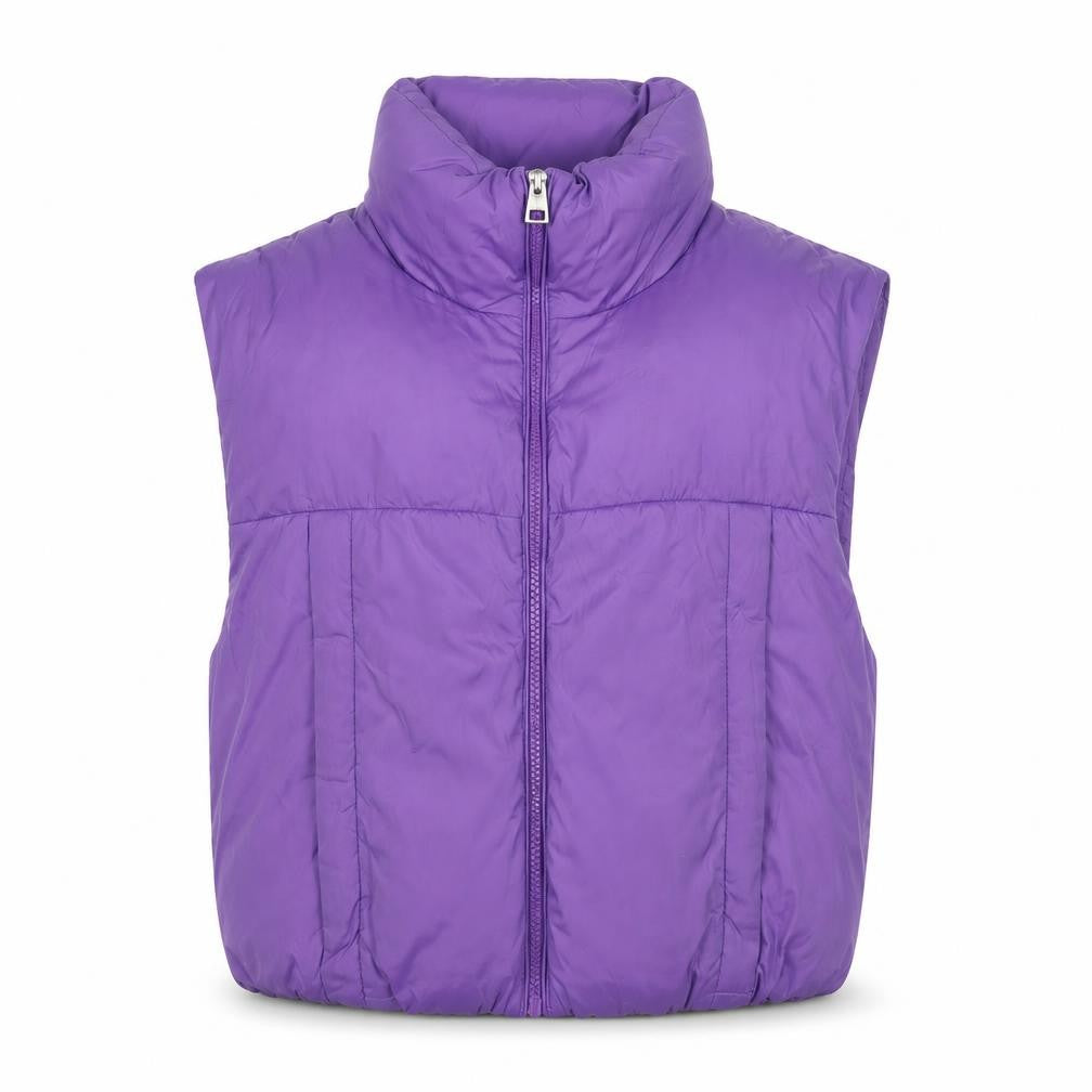 Bershka Womens Purple Cropped Puffer Waistcoat Size 12