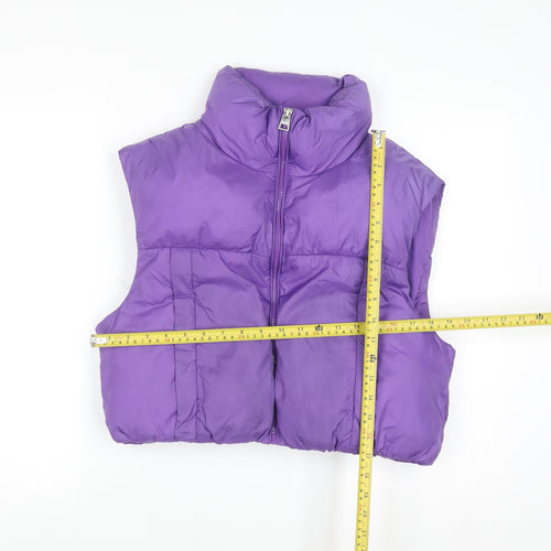 Bershka Womens Purple Cropped Puffer Waistcoat Size 12
