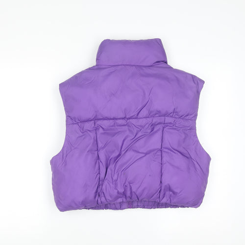 Bershka Womens Purple Cropped Puffer Waistcoat Size 12