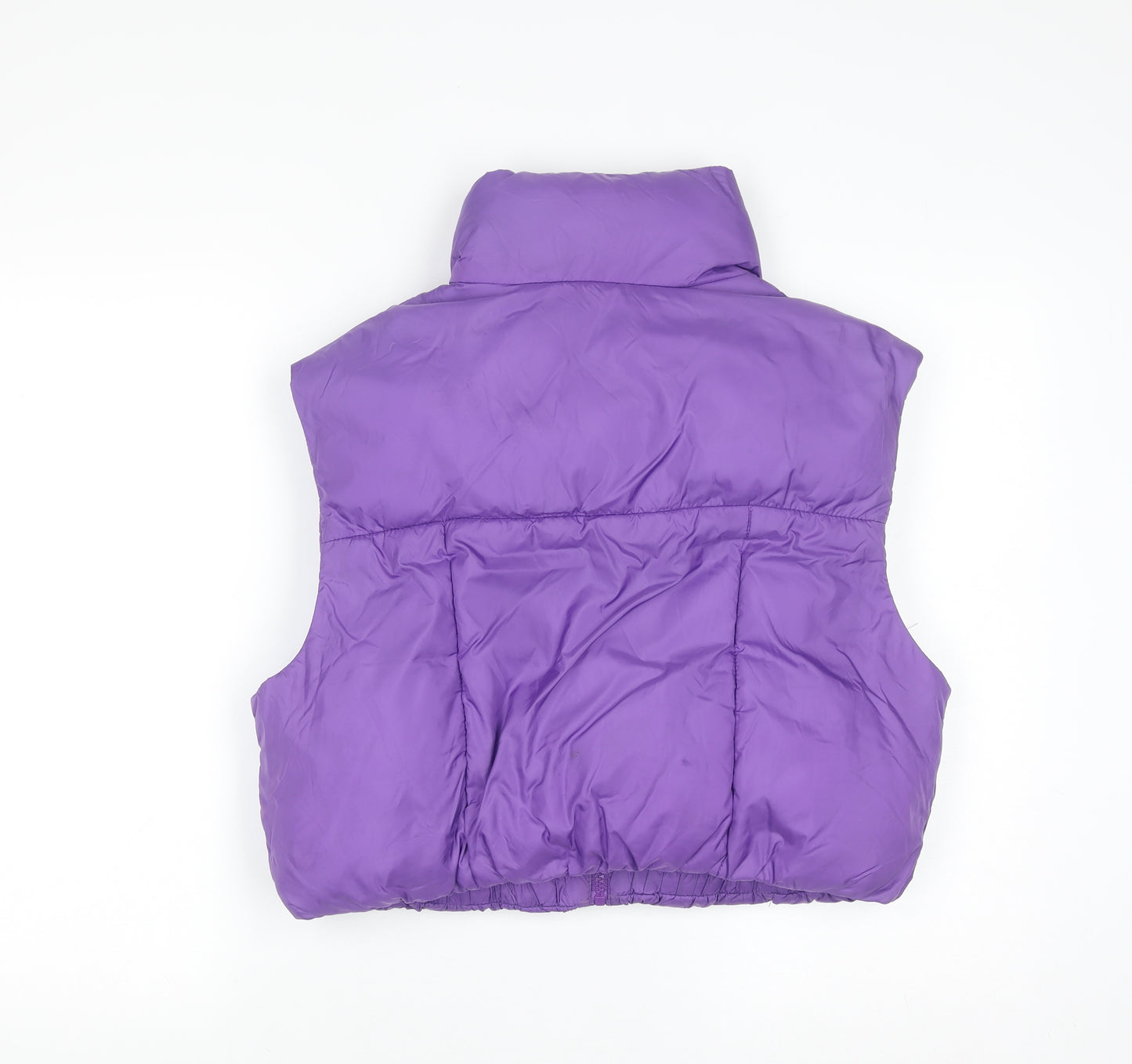 Bershka Womens Purple Cropped Puffer Waistcoat Size 12