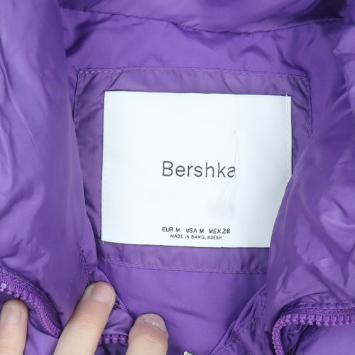 Bershka Womens Purple Cropped Puffer Waistcoat Size 12