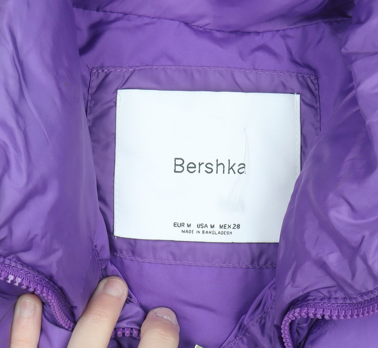 Bershka Womens Purple Cropped Puffer Waistcoat Size 12