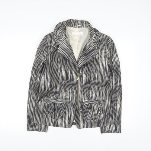 Avantgarde Women Grey Animal Print Single-Breasted Blazer UK 10 Polyester Lined
