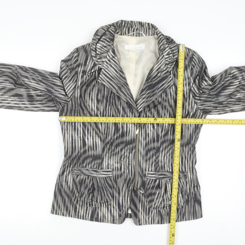 Avantgarde Women Grey Animal Print Single-Breasted Blazer UK 10 Polyester Lined