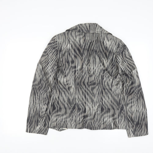 Avantgarde Women Grey Animal Print Single-Breasted Blazer UK 10 Polyester Lined