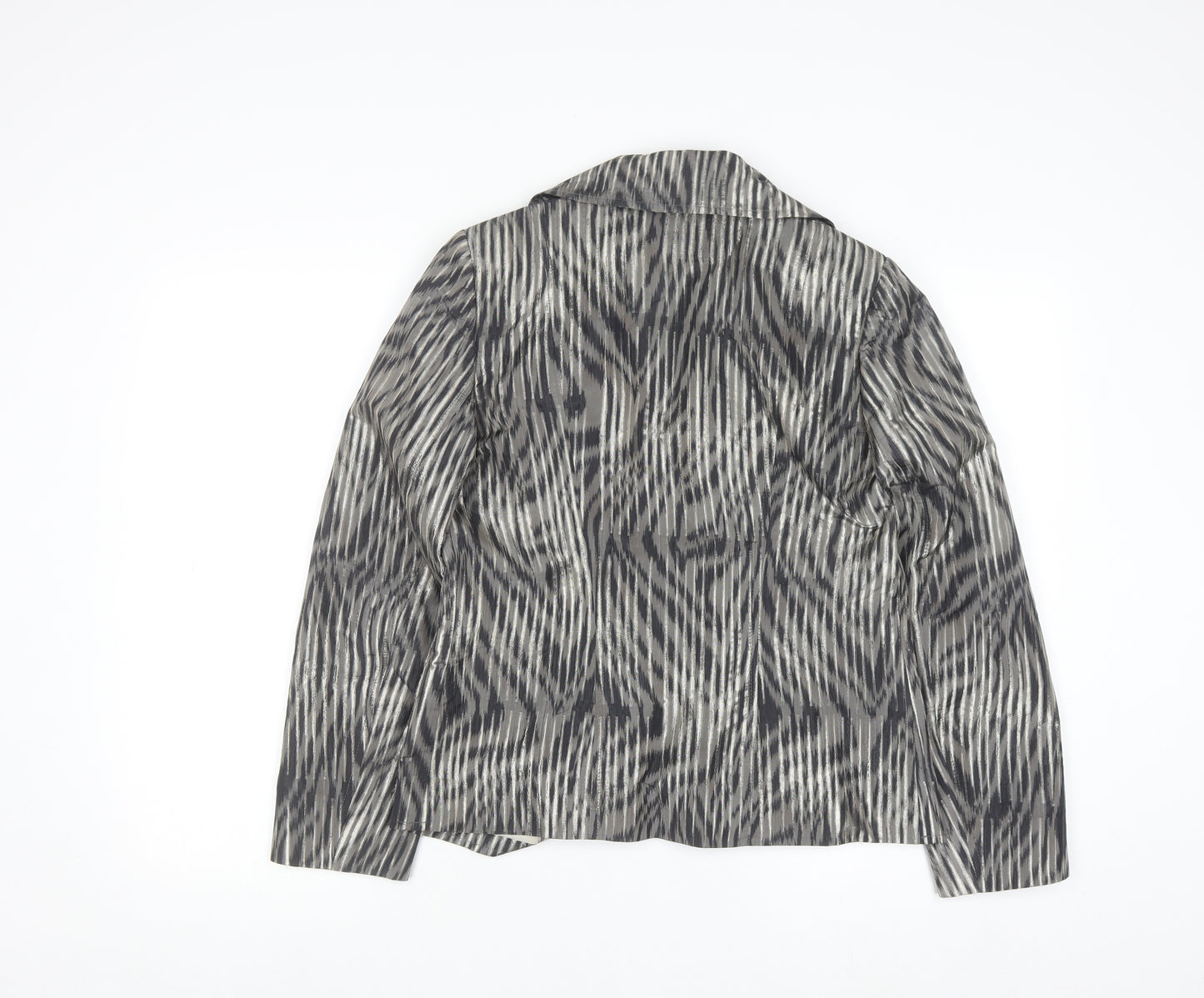 Avantgarde Women Grey Animal Print Single-Breasted Blazer UK 10 Polyester Lined