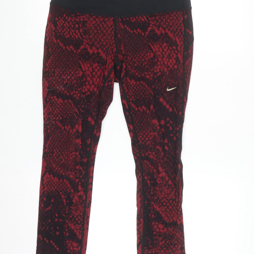 Nike Women Red Animal Print Dri-FIT Capri Leggings Size S