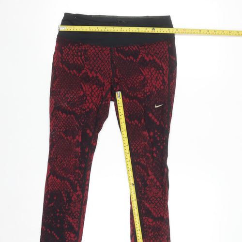 Nike Women Red Animal Print Dri-FIT Capri Leggings Size S