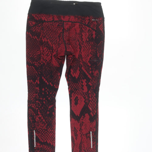 Nike Women Red Animal Print Dri-FIT Capri Leggings Size S