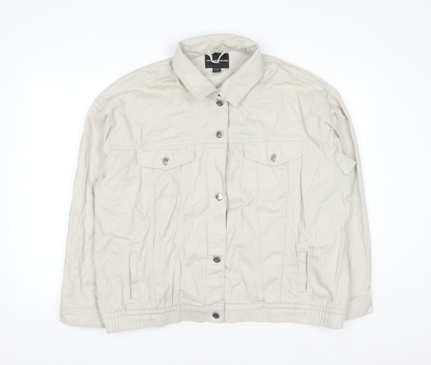 ONLY Carmakoma Beige Men's 2XL Cotton Denim Casual Jacket