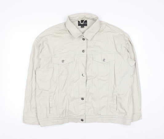 ONLY Carmakoma Beige Men's 2XL Cotton Denim Casual Jacket