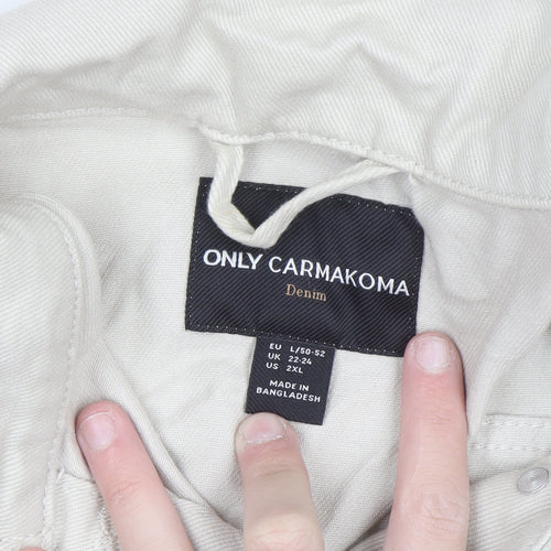 ONLY Carmakoma Beige Men's 2XL Cotton Denim Casual Jacket