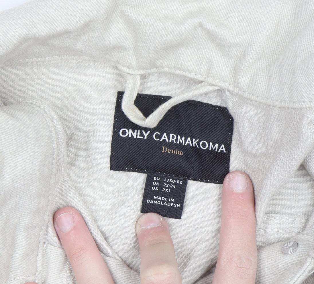 ONLY Carmakoma Beige Men's 2XL Cotton Denim Casual Jacket