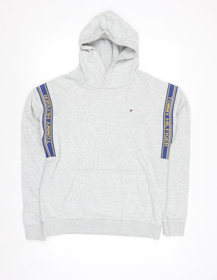 Tommy Hilfiger Boys Grey Pullover Hoodie Size 176 Cotton Blend Logo
