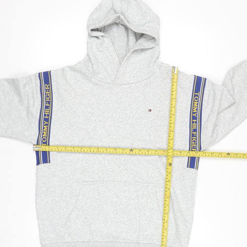 Tommy Hilfiger Boys Grey Pullover Hoodie Size 176 Cotton Blend Logo