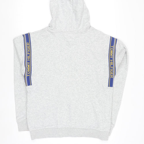 Tommy Hilfiger Boys Grey Pullover Hoodie Size 176 Cotton Blend Logo