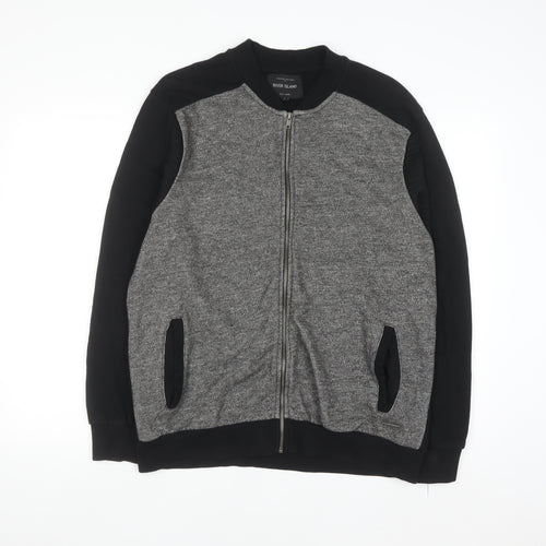 River Island Men's Grey Full Zip Sweatshirt Size L Casual Knit