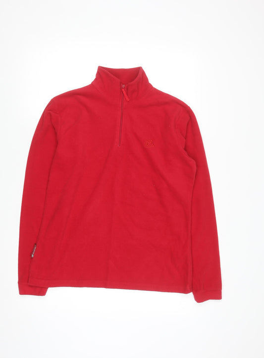 Mountain Essentials Women Red Size 14 Fleece 1/4 Zip Pullover Sweatshirt