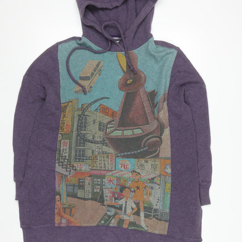 Movel Unisex Purple Graphic Anime Pullover Hoodie XS