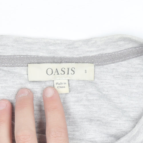Oasis Womens Grey Sequin Star Long Sleeve Pullover Sweatshirt Size S