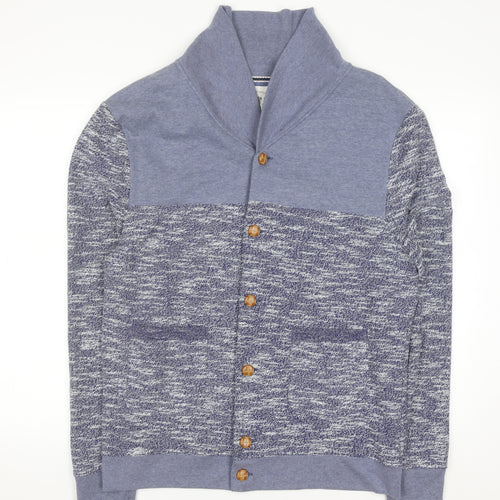 River Island Mens Blue Knit Button Cardigan Sweatshirt L