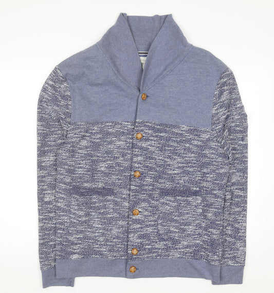River Island Mens Blue Knit Button Cardigan Sweatshirt L