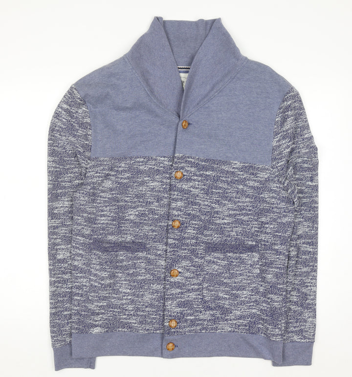 River Island Mens Blue Knit Button Cardigan Sweatshirt L