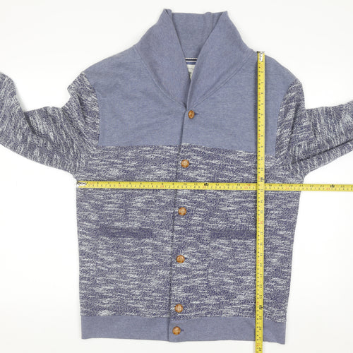 River Island Mens Blue Knit Button Cardigan Sweatshirt L