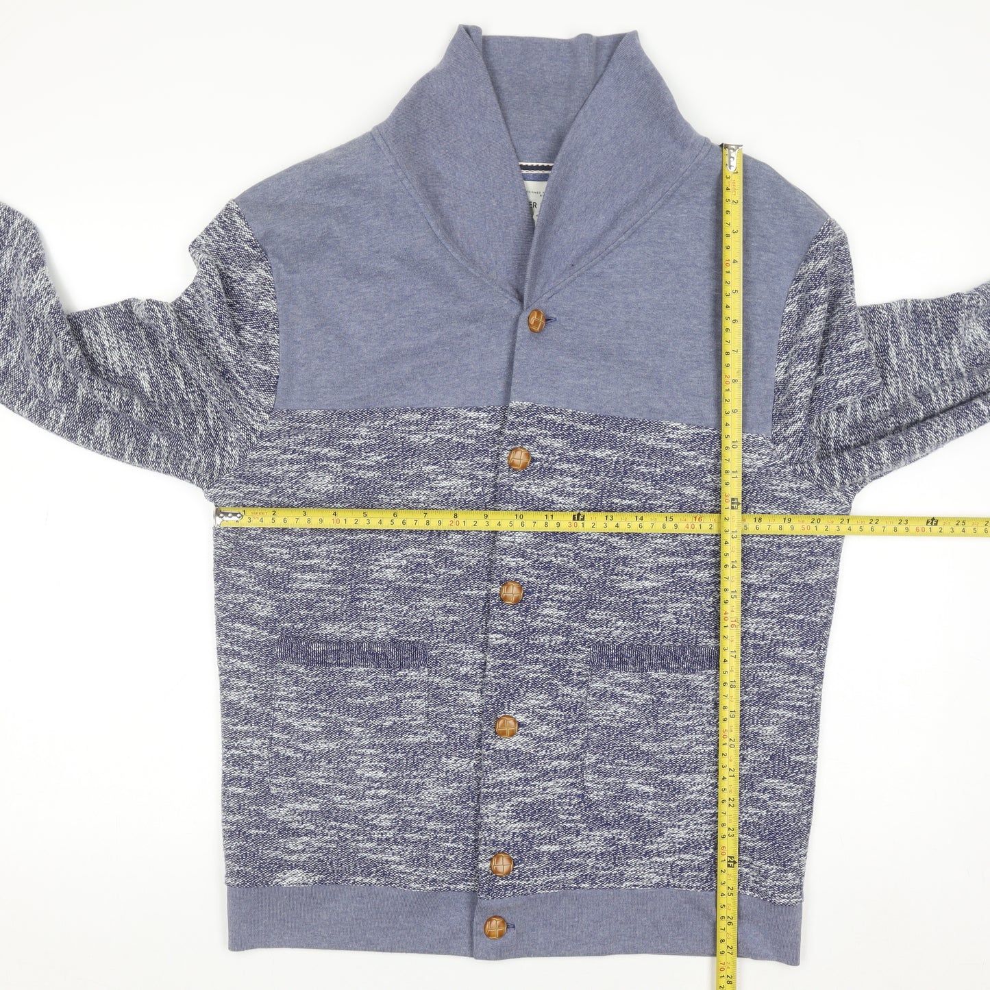 River Island Mens Blue Knit Button Cardigan Sweatshirt L