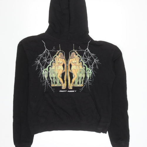 Night Addict Men's Black Pullover Hoodie S Graphic Print Fleece