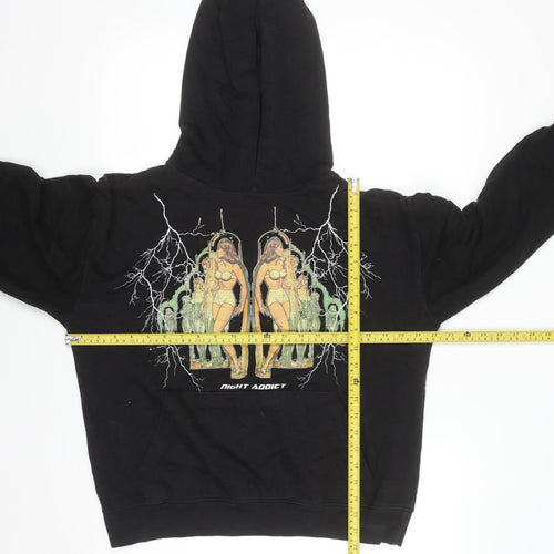 Night Addict Men's Black Pullover Hoodie S Graphic Print Fleece