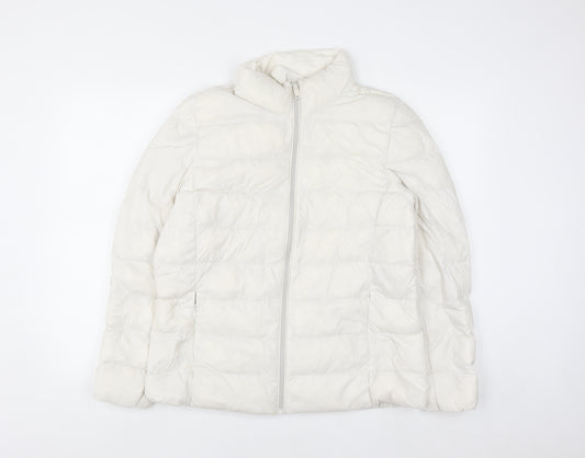 Marks and Spencer Women's Ivory Puffer Jacket Size 16 Quilted Down Filled
