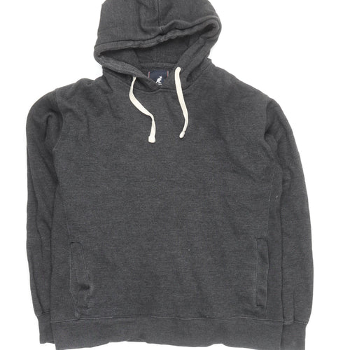 Kangol Men's Grey Pullover Hoodie L Cotton Blend