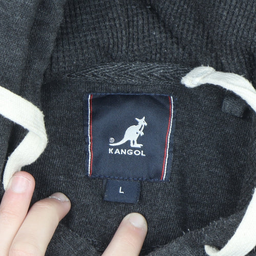 Kangol Men's Grey Pullover Hoodie L Cotton Blend