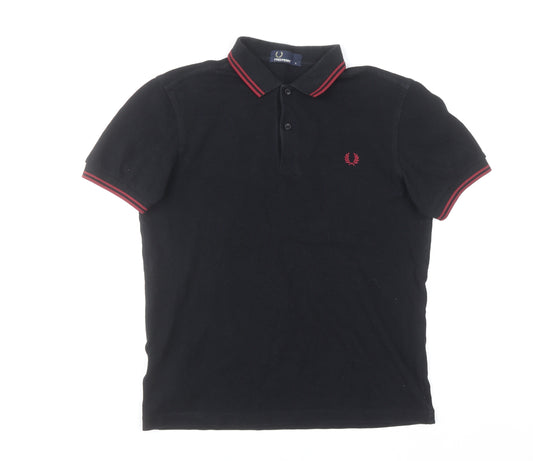 Fred Perry Men's Black Slim Fit Polo Shirt Size S Cotton