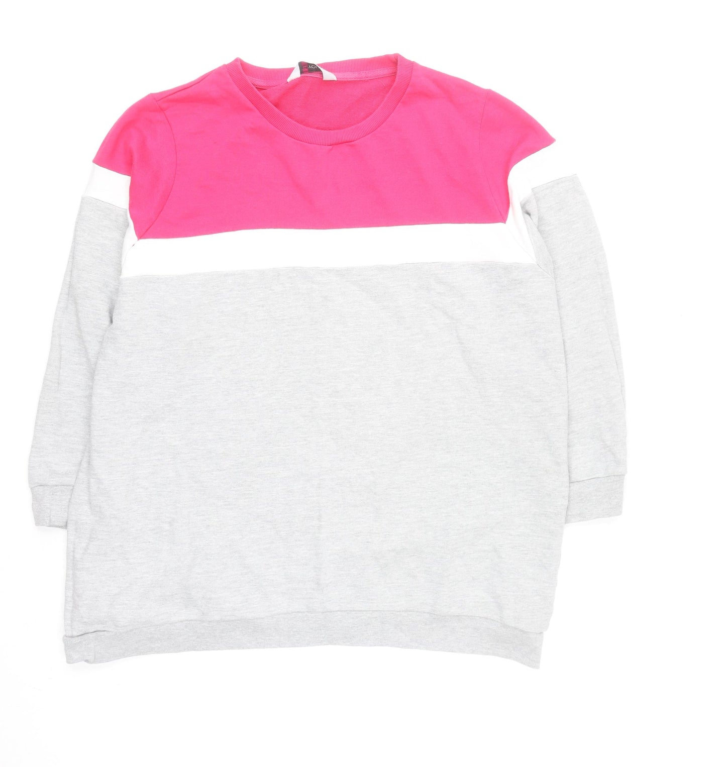 Yours Women’s Grey & Pink Colourblock Pullover Sweatshirt Size 22-24