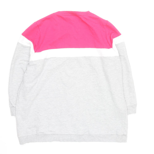 Yours Women’s Grey & Pink Colourblock Pullover Sweatshirt Size 22-24