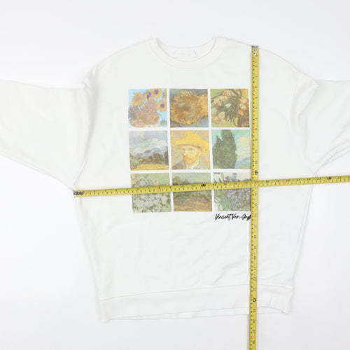 Primark Men’s White Vincent Van Gogh Art Graphic Pullover Sweatshirt XS