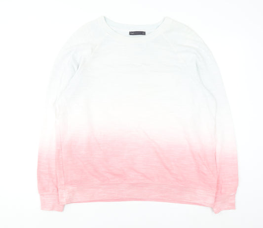Marks and Spencer Women Pink Ombre Cotton Pullover Sweatshirt Size 14
